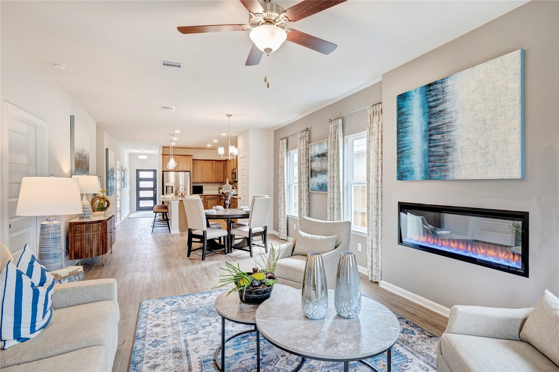 2707 Crested Creek Lane, Richmond, TX 77406 The Piedmont- Family Room with linear electric fireplace