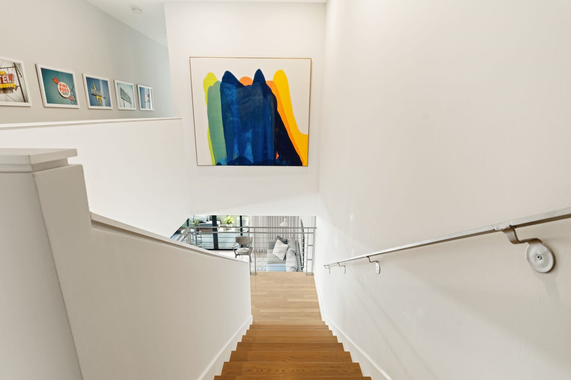2622 Greenbriar Drive, Houston, TX 77098 Thoughtfully designed stair and landing provide exceptional wall space for a gallery-style art display while connecting the homes second and third levels.