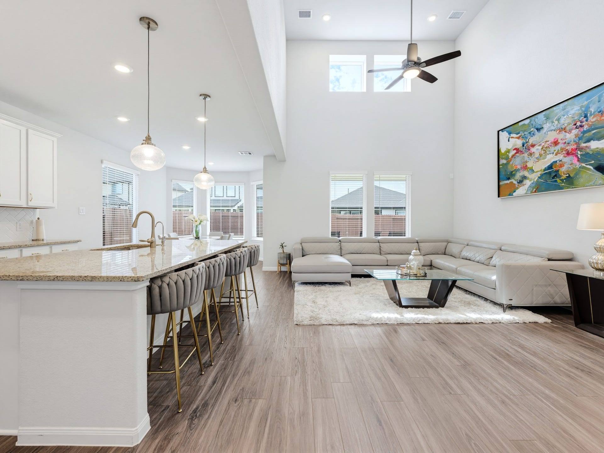 The view from the island to the living room.