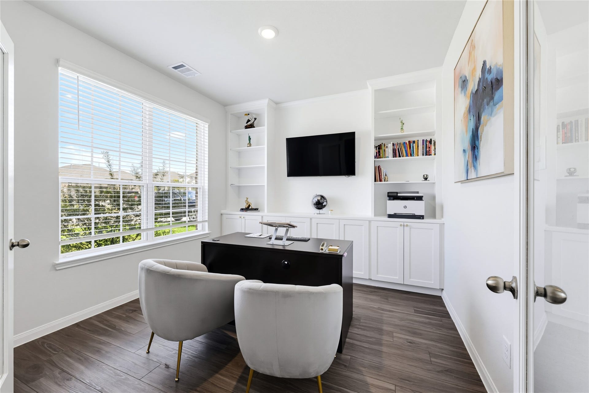Lots of natural light, The built in cabinets are custom made