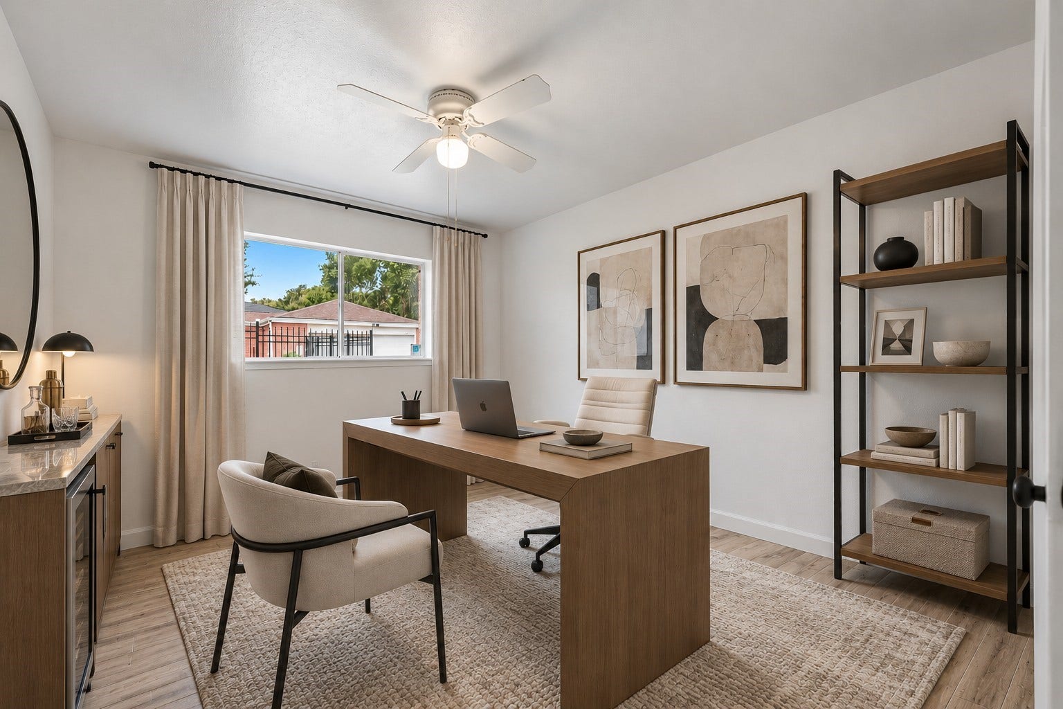 22711 Provincial Boulevard, Katy, TX 77450 Virtually Staged: This versatile flex space is designed to effortlessly adapt to your lifestyle, whether utilized as an inspiring executive home office, a private study, or a restful guest bedroom.