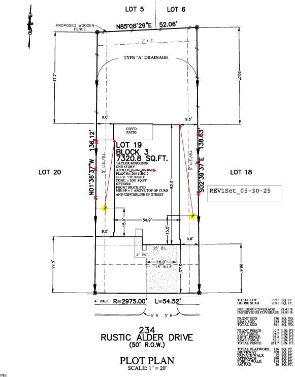 234 Rustic Alder Drive Preliminary Plot Plan