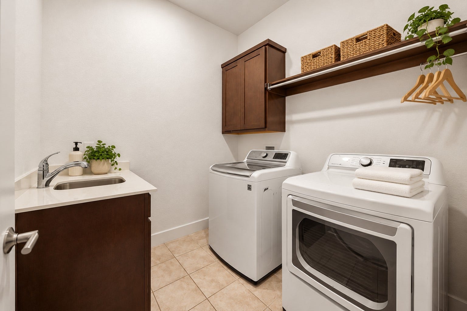 6 Clearview Terrace Place, Tomball, TX 77375 Laundry room with built-in cabinetry, utility sink, and convenient storage space.