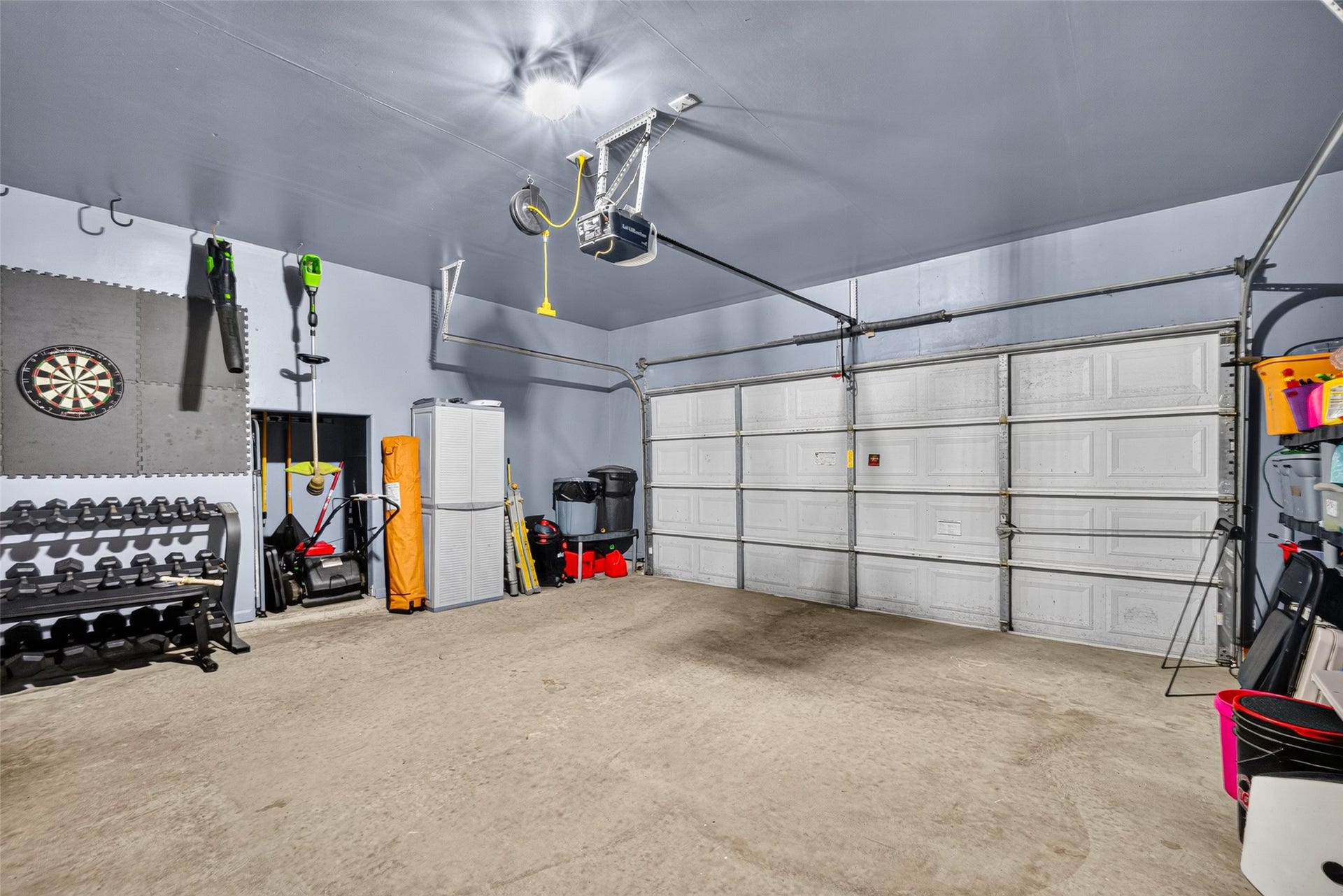 113 Erin Court, La Porte, TX 77571 Clean two-car garage with overhead storage.