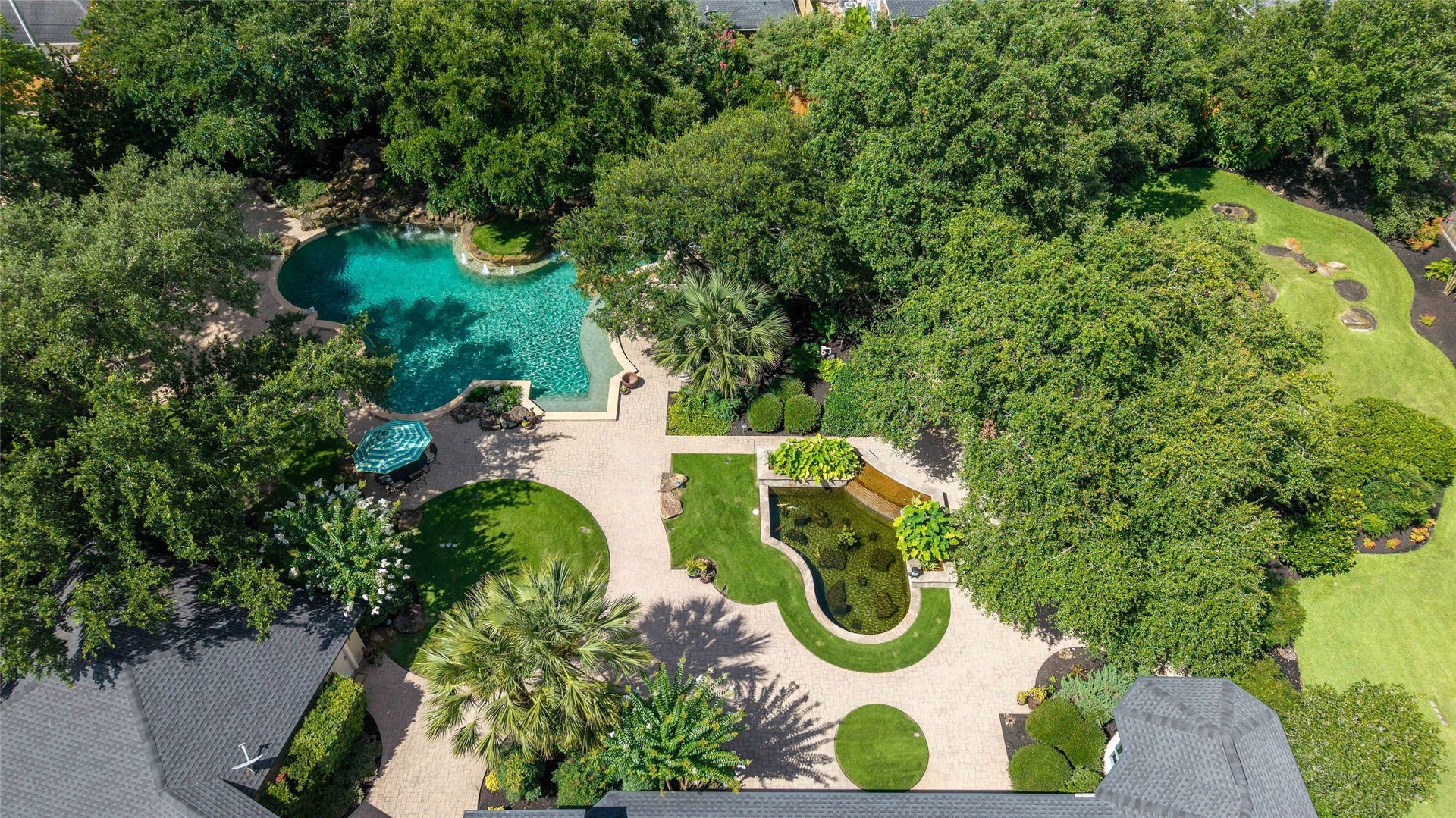 Aerial view showcases the resort backyard!