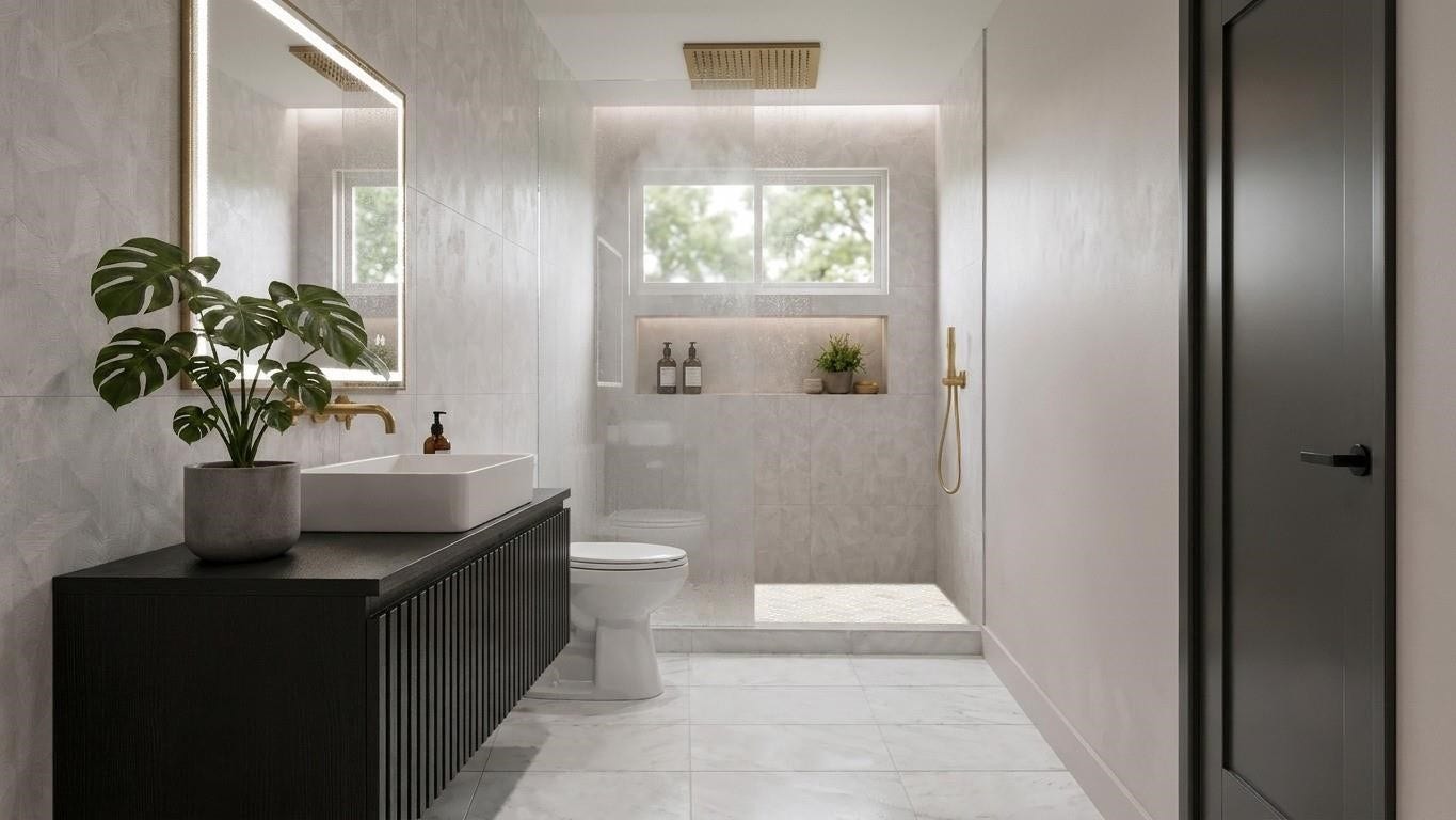 Please note that his picture is a rendering and may not reflect identical to the finished product. Color and fixtures may also vary.