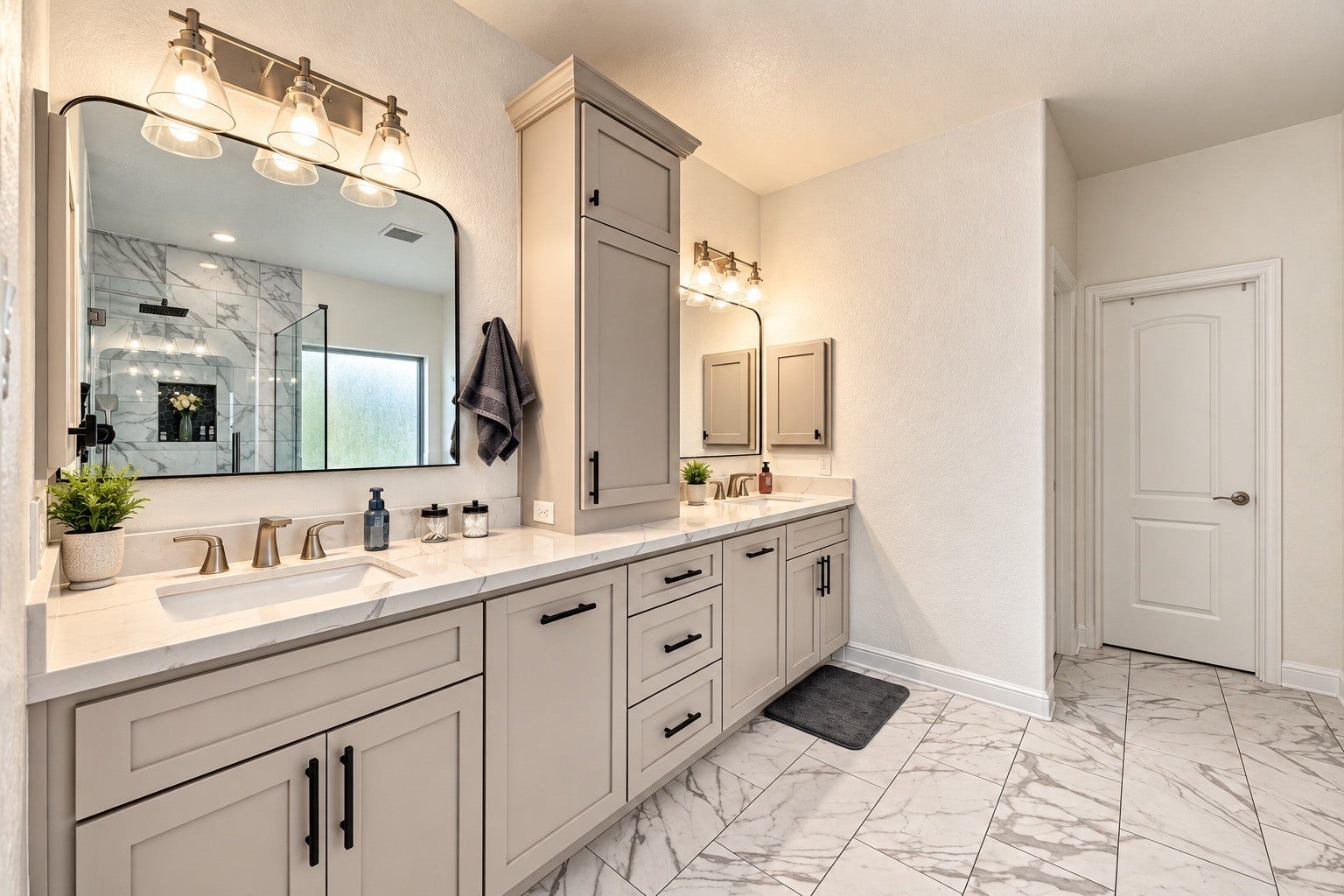 Your primary en-suite has been update from top to bottom to include these cabinets and vanity storage that was added! The only one like it in this community!