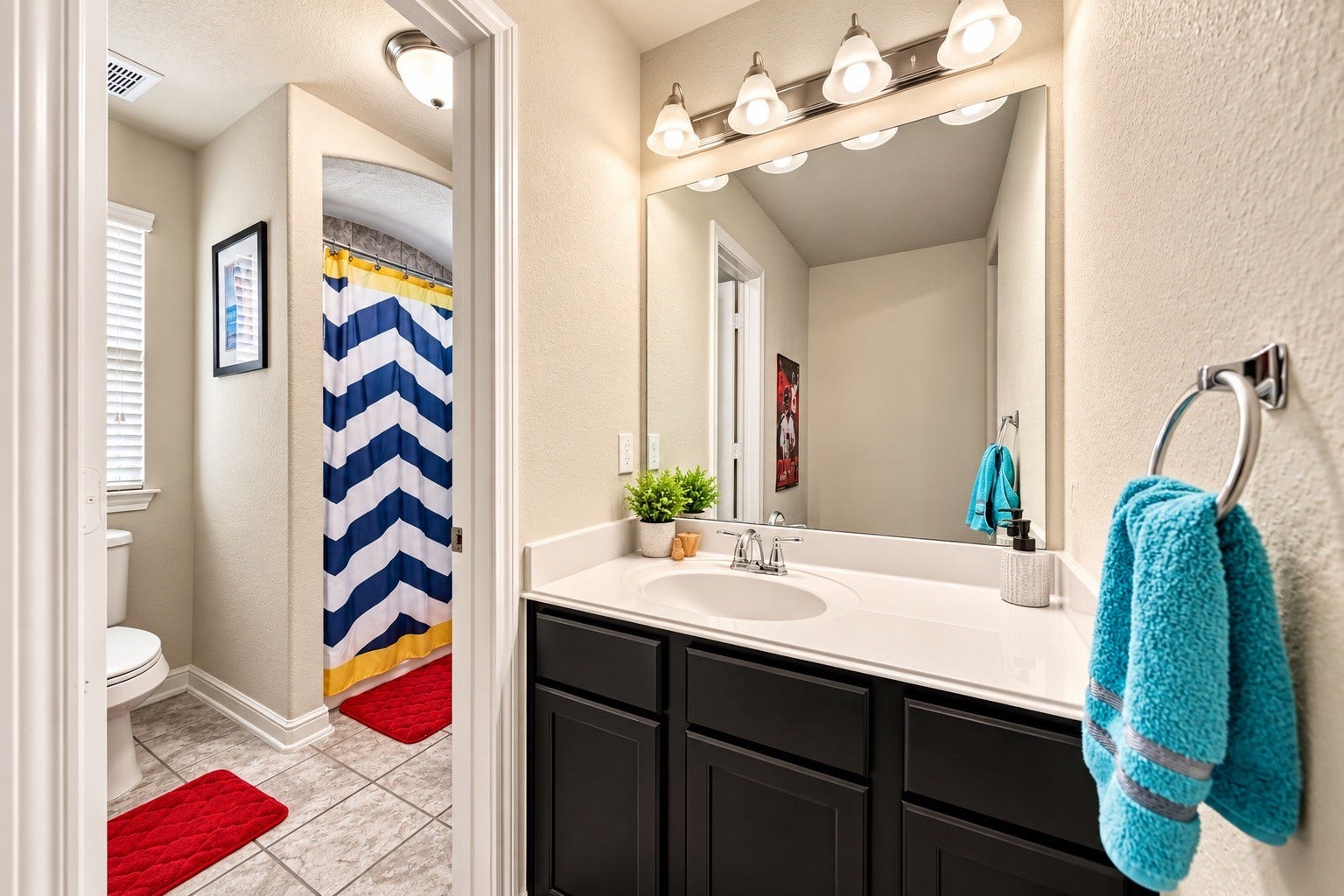 Jack and Jill bath with seperate vanity rooms provide privacy for your secondary bedrooms!