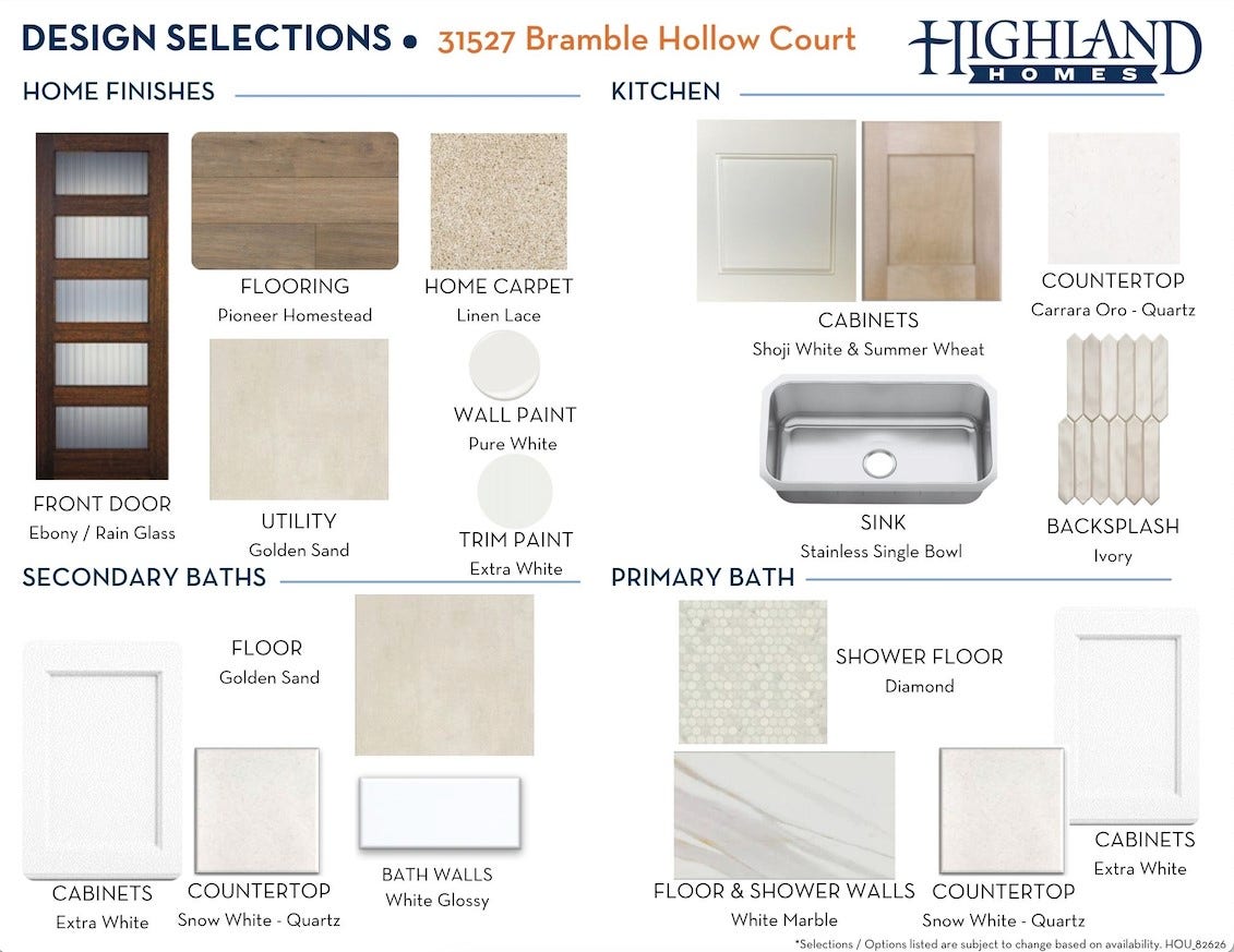 31527 Bramble Hollow Court, Fulshear, TX 77441 Design Selections