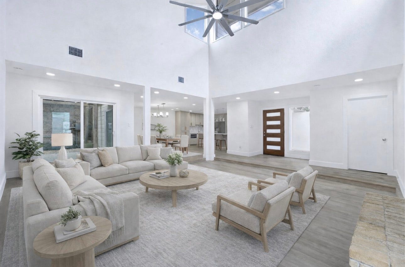 14411 Briarhills Parkway, Houston, TX 77077 Virtually Staged Living Room Area