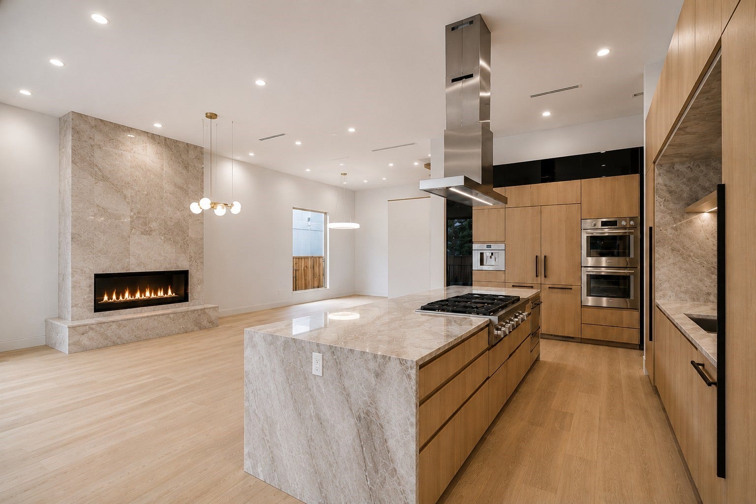 3023 Nottingham Street, West University Place, TX 77005 Fireplace wall shown with optional surround/hearth rendering builder can complete as shown prior to closing; inquire for pricing.