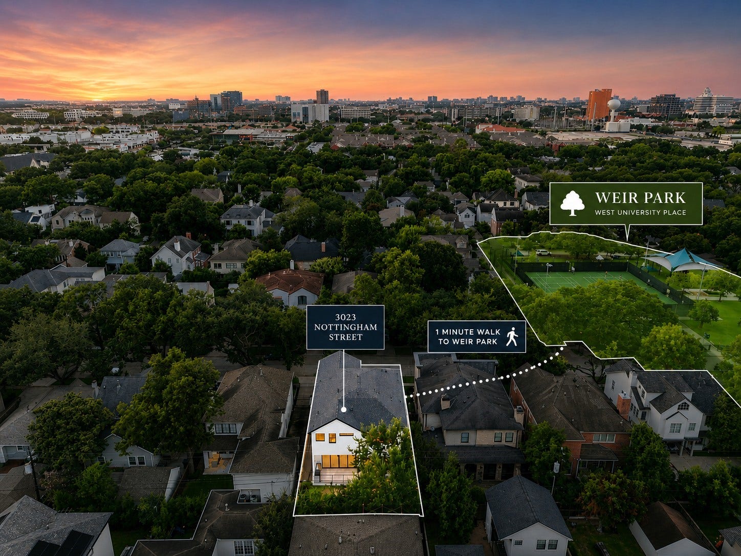 3023 Nottingham Street, West University Place, TX 77005 Situated on one of West University's most desirable streets, residents
enjoy walking distance to Wier Park's newly renovated tennis and
pickleball courts, Rice Village, and neighborhood parks, and are just
minutes from Rice University, the Texas Medical Center, Downtown
Houston, and the Museum District. Zoned to highly acclaimed West
University Elementary.