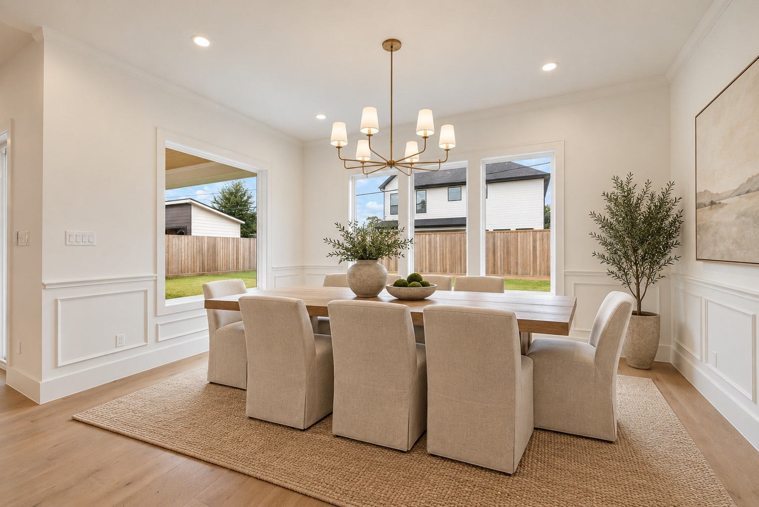 1726 Saxon Drive, Houston, TX 77018 The dining room is defined, yet connected to the heart of the home and overlooks the expansive backyard.
