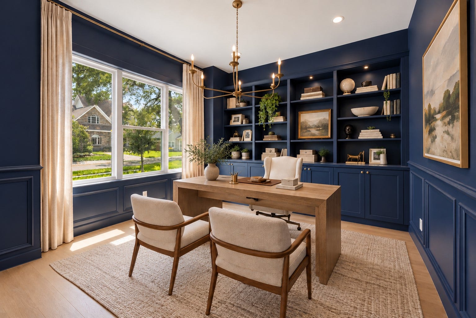 1726 Saxon Drive, Houston, TX 77018 Spacious and elegant study, located off the entryway. Notice the custom millwork and built-in cabinetry.