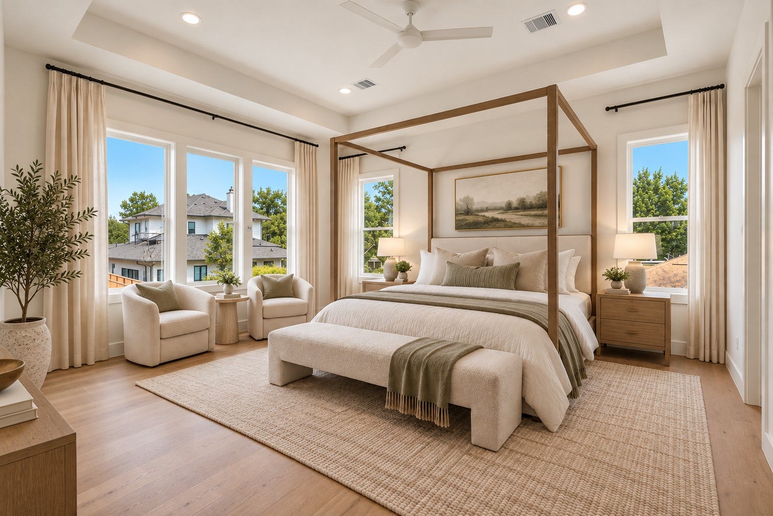 1726 Saxon Drive, Houston, TX 77018 Upstairs, the primary suite is light-filled and spacious, with beautiful wood floors carried throughout the home.