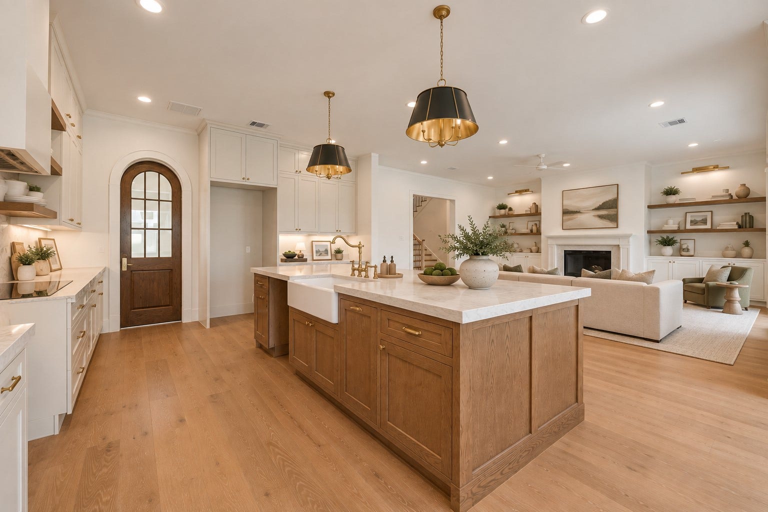1726 Saxon Drive, Houston, TX 77018 Through the arched doorway ahead is a scullery/prep kitchen that offers ample pantry space with added function.