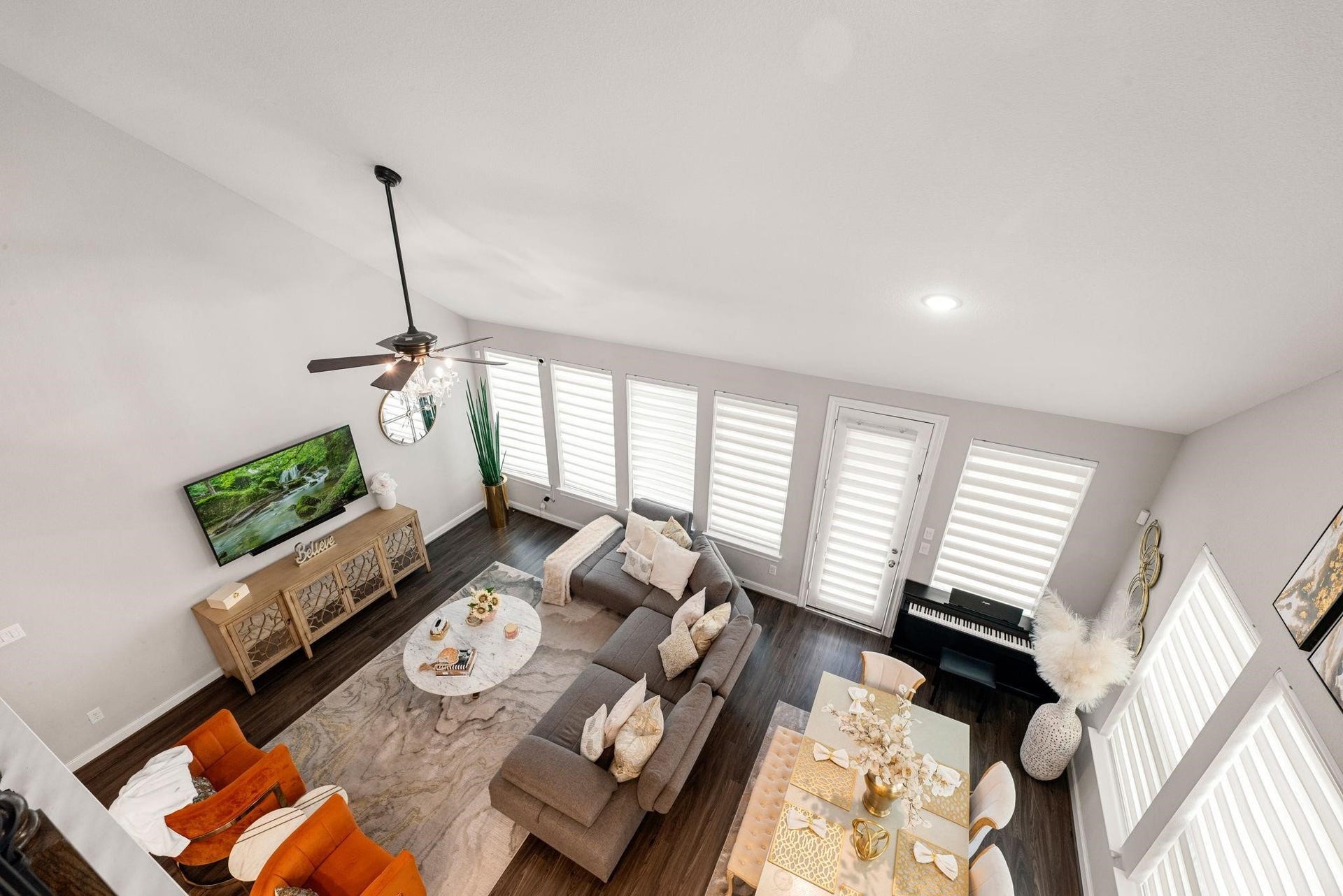 20422 Alpine Meadow Place, Richmond, TX 77407 A view from the upper floor captures the open, airy feel of the living room below.