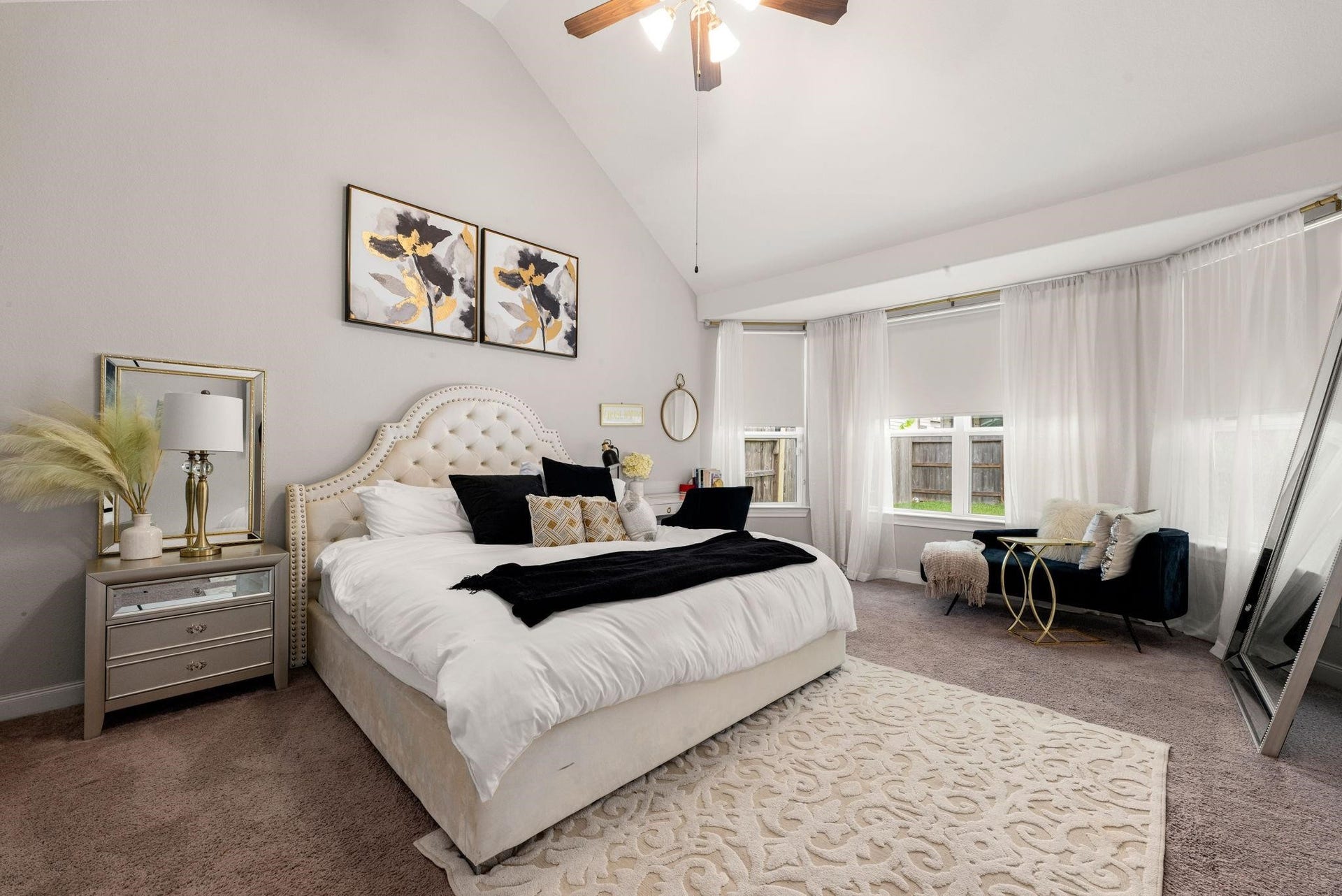 20422 Alpine Meadow Place, Richmond, TX 77407 The primary bedroom offers a peaceful haven to unwind at the end of the day, with soft carpet and views of the backyard.