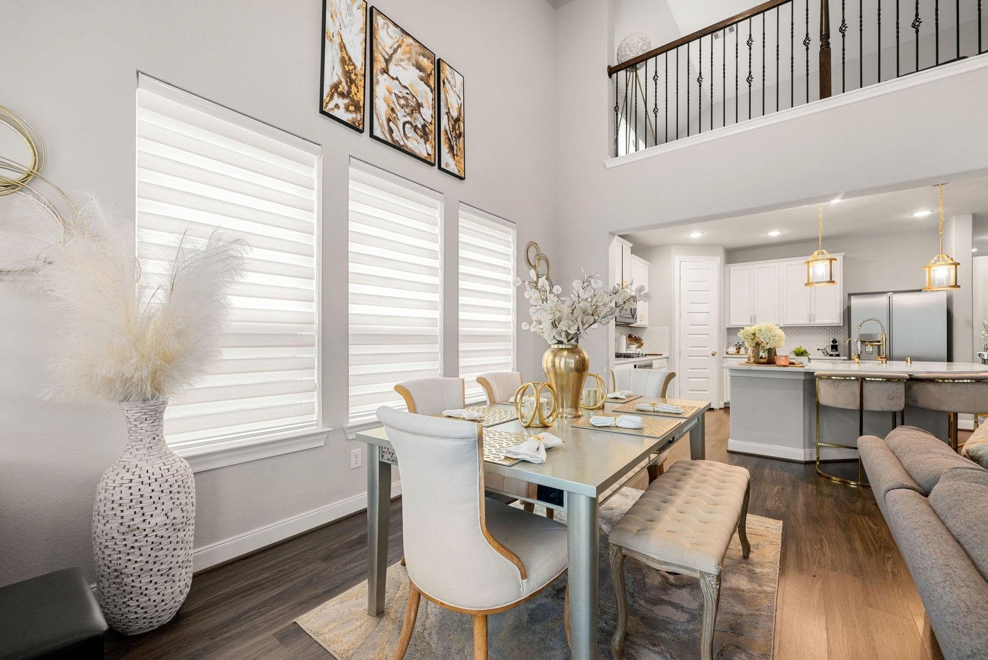20422 Alpine Meadow Place, Richmond, TX 77407 Sitting right by the kitchen and living room, this elegant dining area makes meals together effortless.