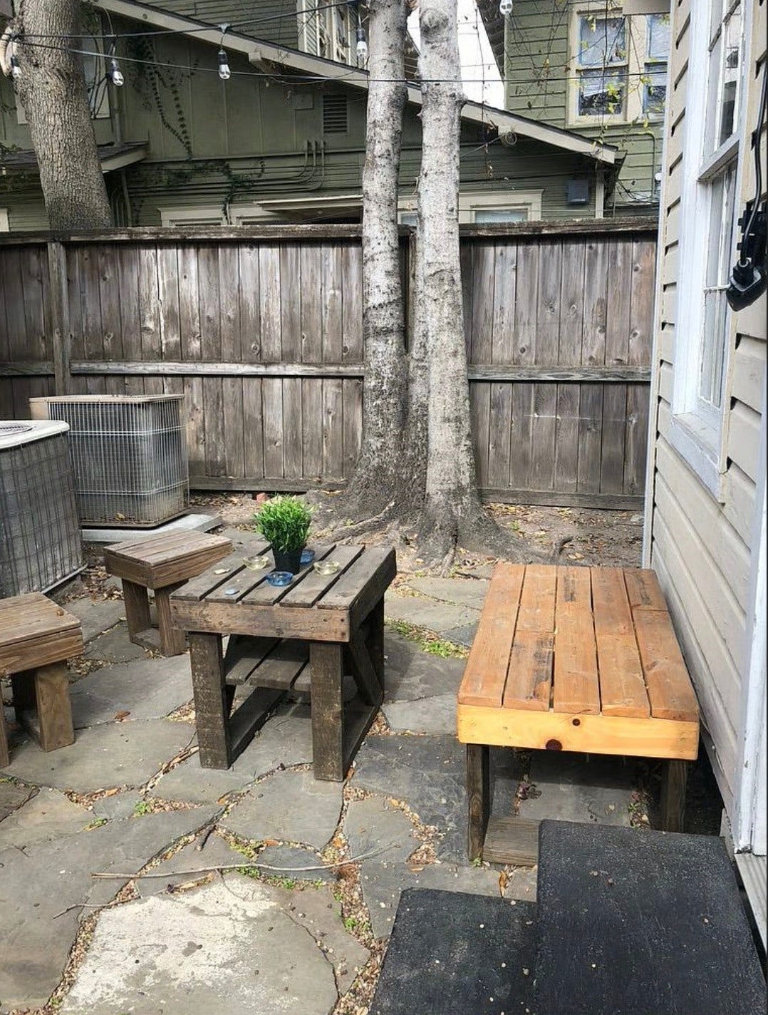 A sitting area just in front of the bungalow.