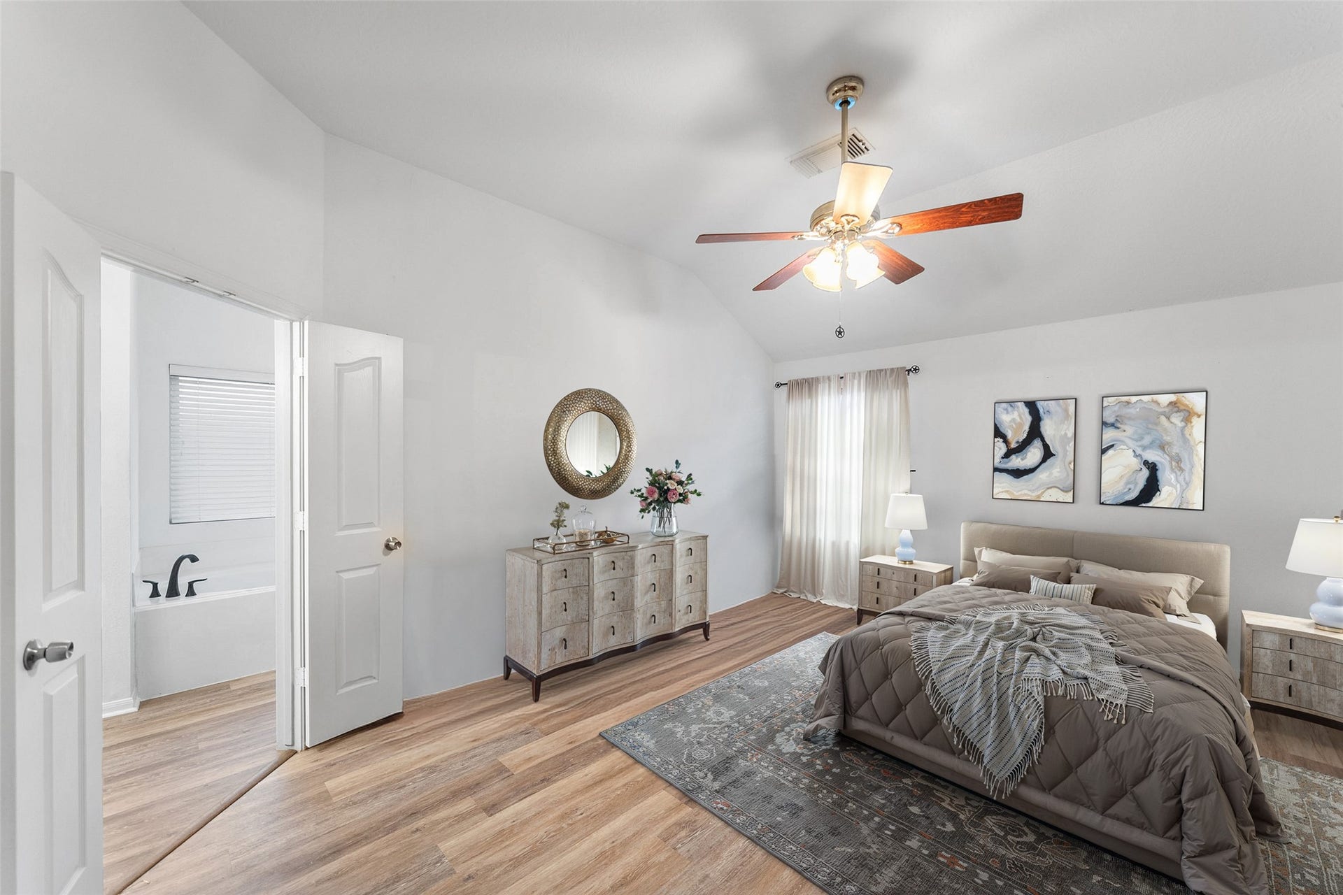 Virtually staged primary room