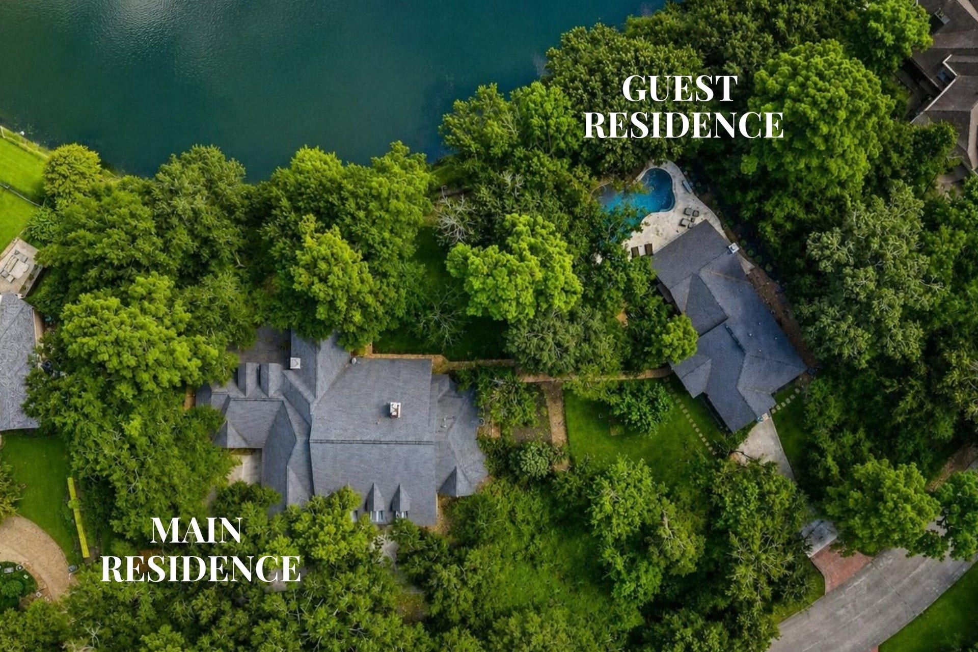 7 Pastoral Pond Circle, The Woodlands, TX 77380 Two Residences on 1.35 acres and 260+ ft of pond front.
