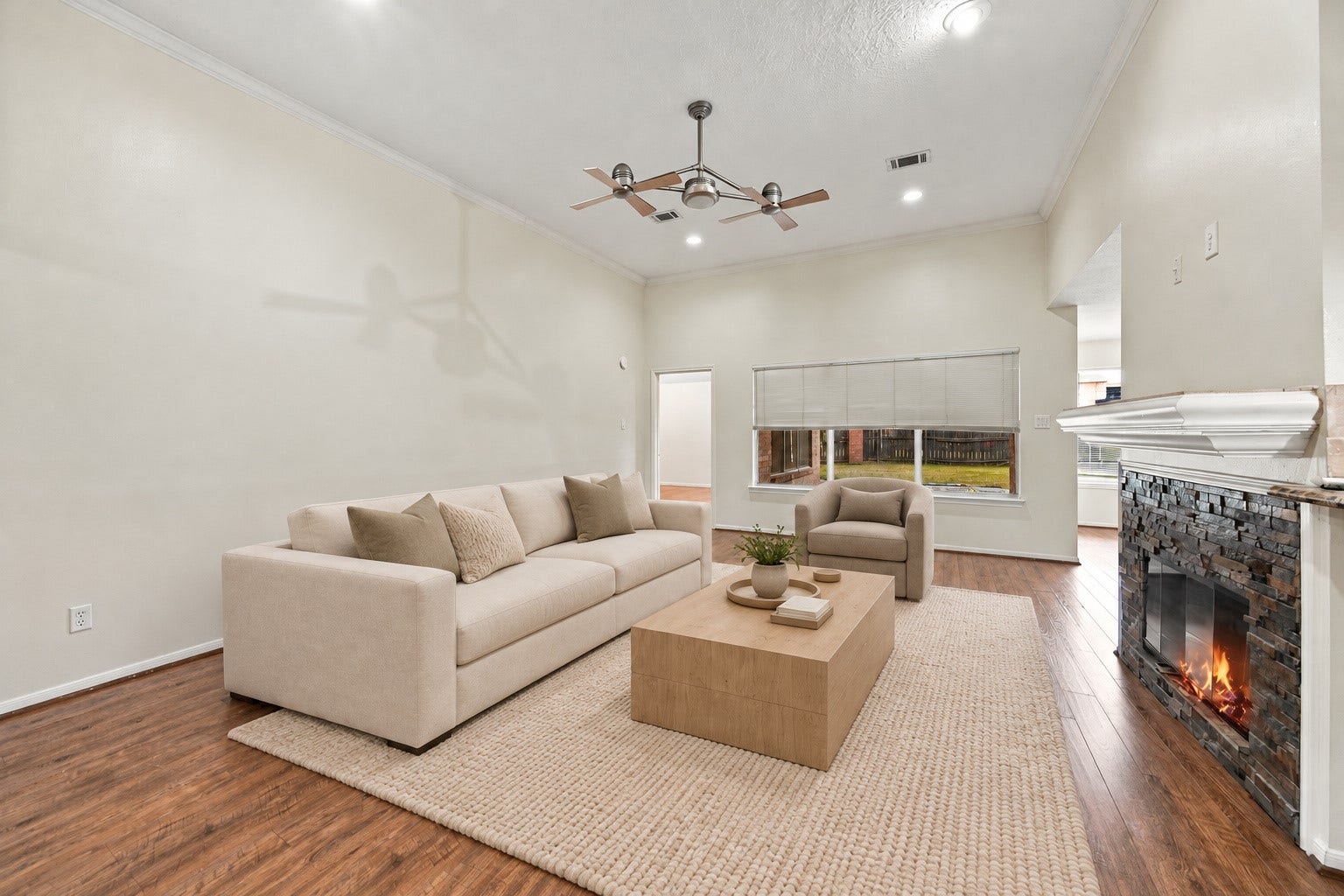 12902 Sandri Lane, Houston, TX 77077 An expansive wall provides flexible furniture placement, while a wide window brings in natural light. Virtually staged