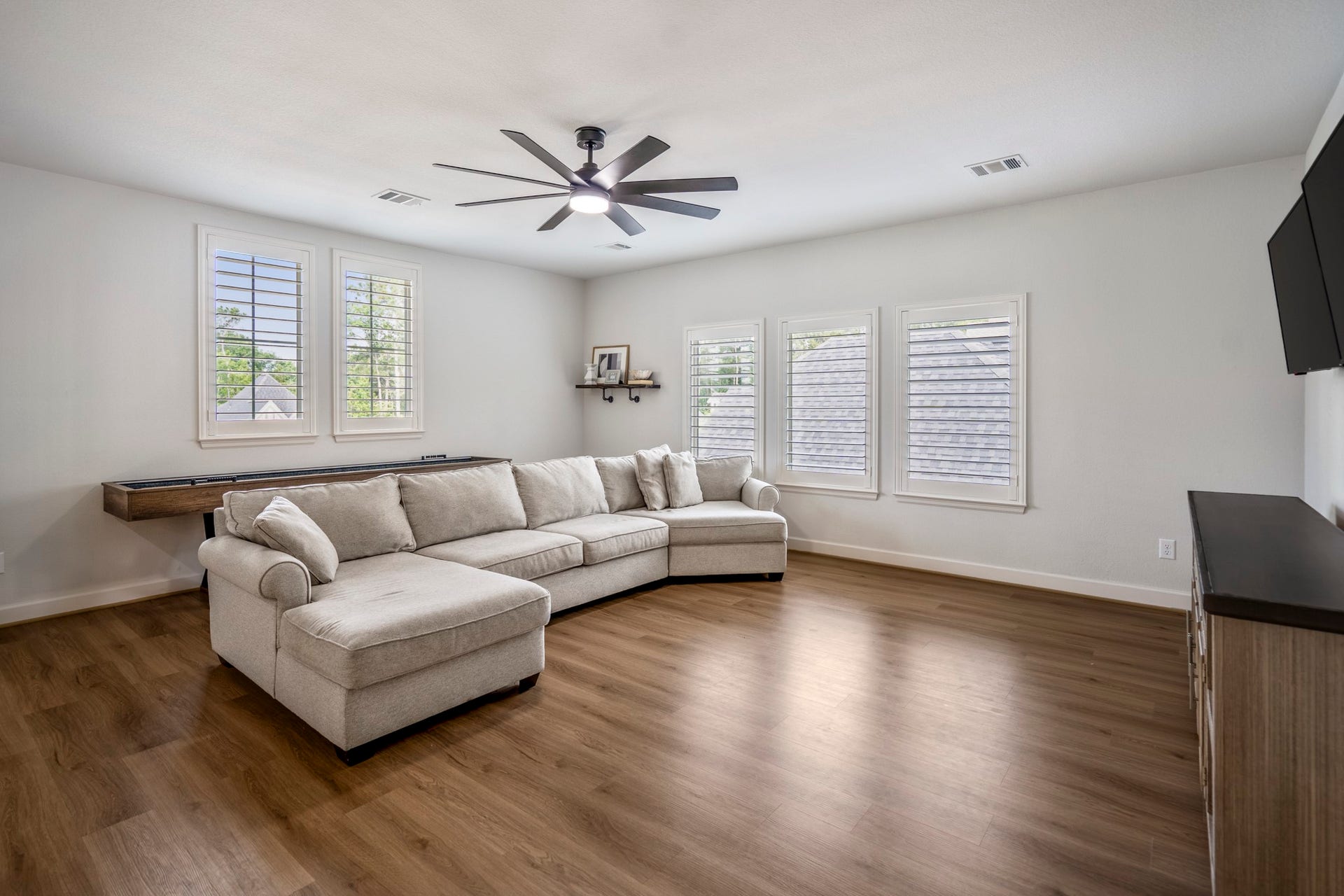 304 Mullins Court, Montgomery, TX 77316 Ideal for a flex space, and with upgrades that continue, the plantation shutters are included on the 2nd level.