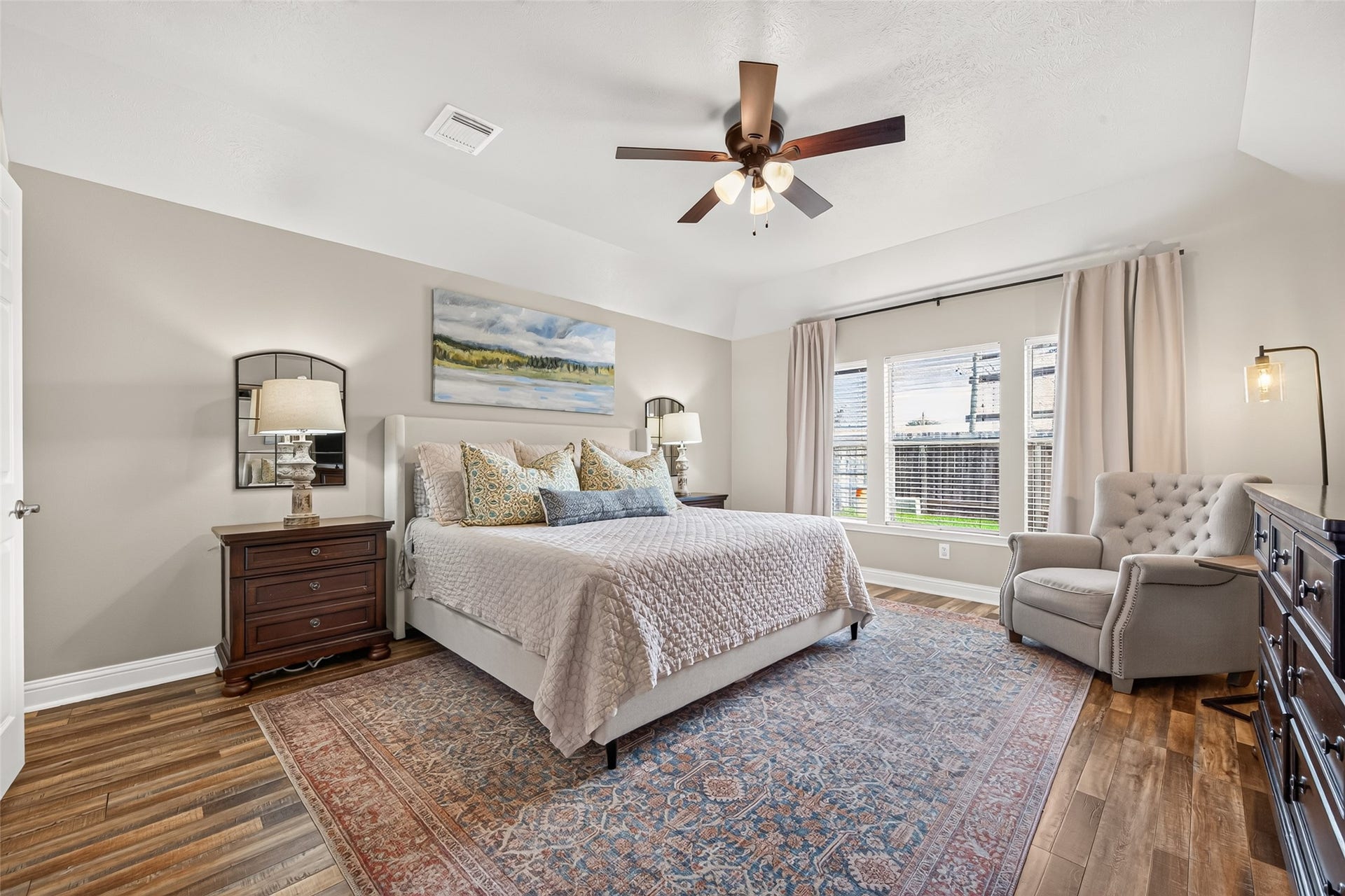 Welcome to your serene primary suite retreat, designed to offer total relaxation at the end of the day.