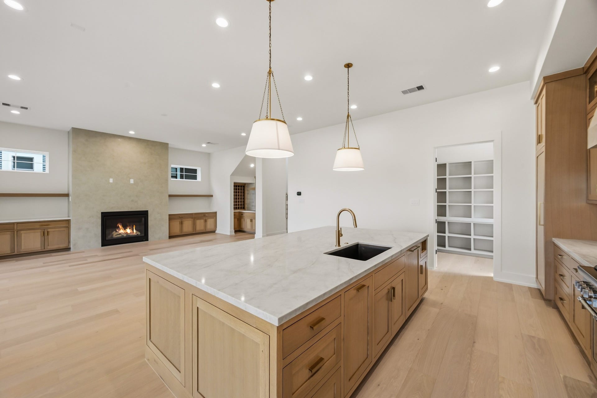 The 10' island offers seating for 5 stools!
