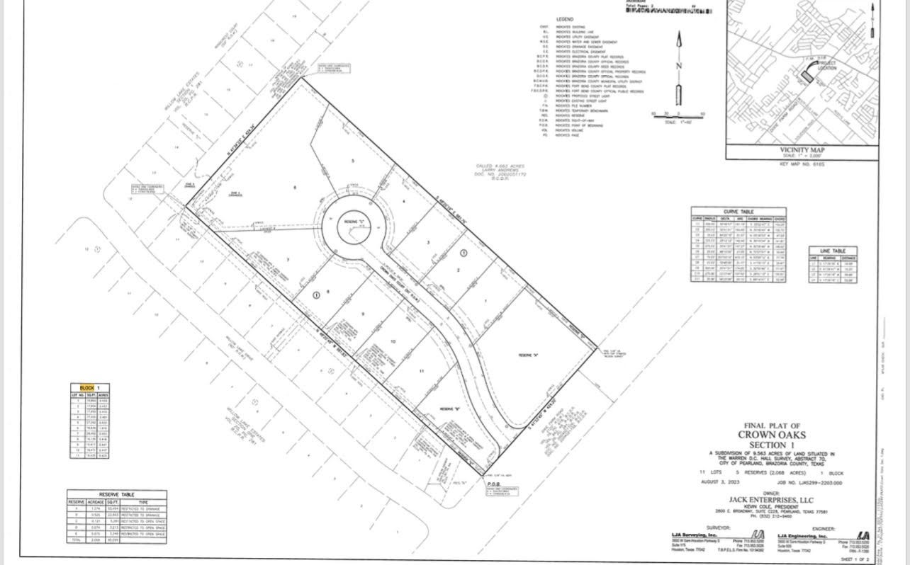 1626 Crown Oaks Court, Pearland, TX 77581 1626 is Lot 6 as shown in back of subdivision! Nothing like it in or around Pearland!