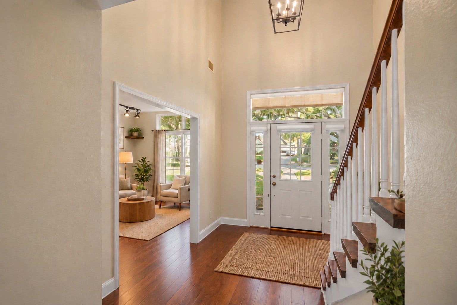 2631 Woodsboro Drive, Spring, TX 77388 Inviting foyer with high ceilings, elegant staircase, and abundant natural light, leading to a cozy reading area or billiards room.