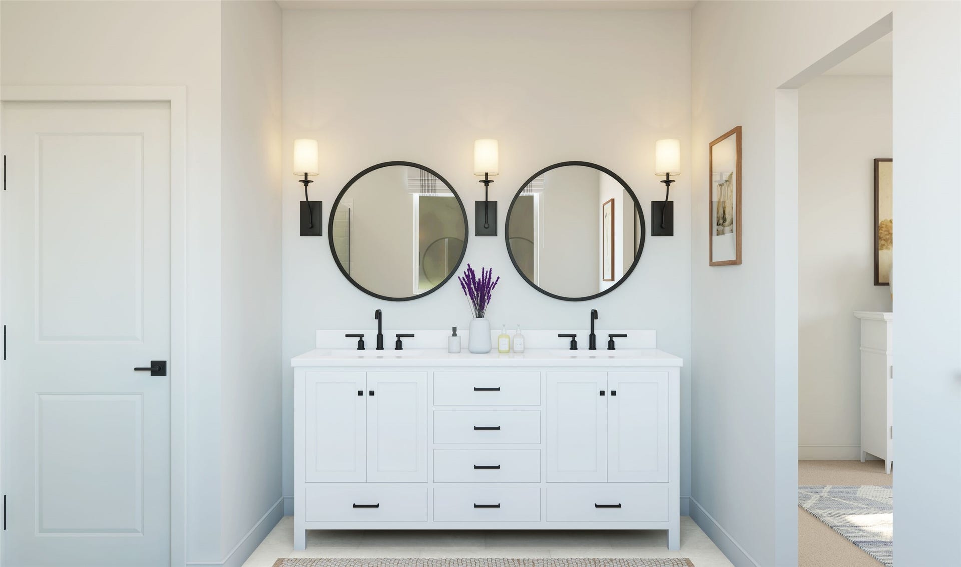4502 Leon Meadow Lane, Houston, TX 77048 Relaxing primary bath (*Artist rendering used for illustration purposes only. Colors/finishes may differ from the ones currently selected in the home.)