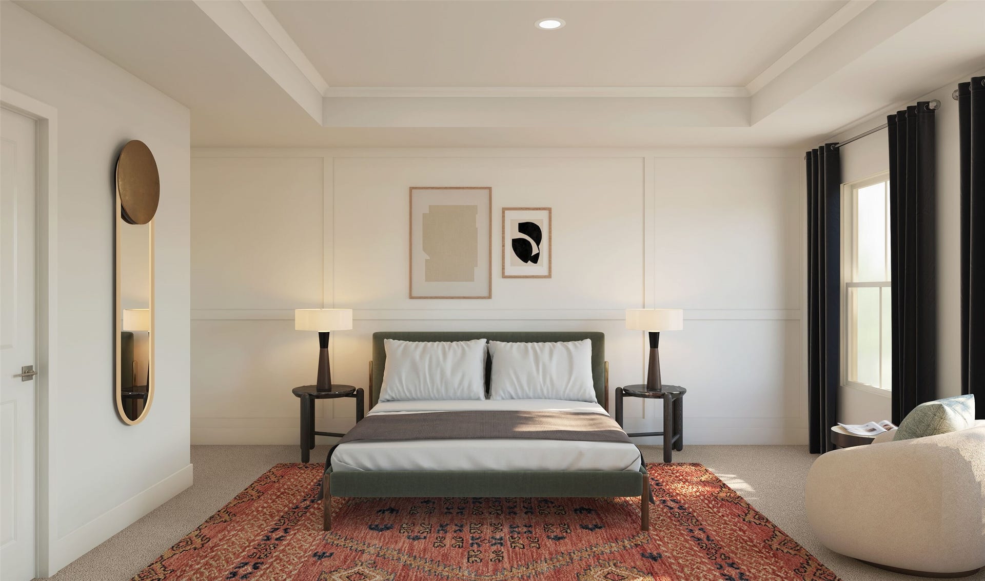 4502 Leon Meadow Lane, Houston, TX 77048 Spacious primary suite (*Artist rendering used for illustration purposes only. Colors/finishes may differ from the ones currently selected in the home.)