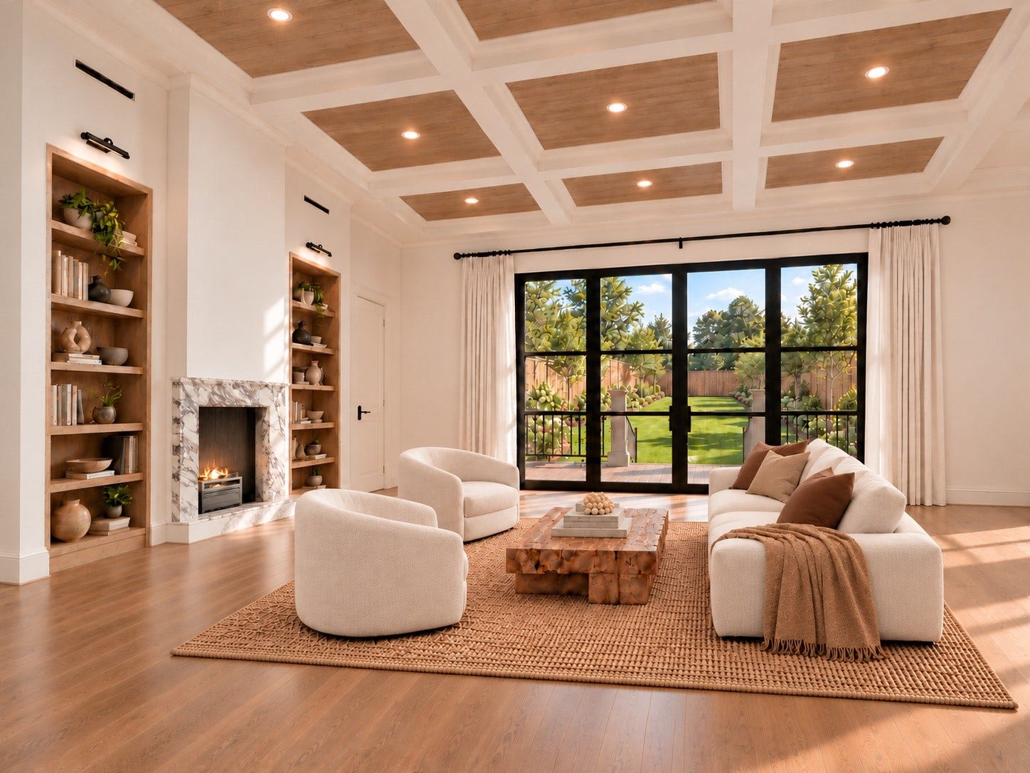 A grand living space designed for comfort and connection. With its generous dimensions, this room is perfect for cozy nights in or hosting guests. Ample seating and natural light create a warm and inviting ambiance that serves as the centerpiece of the home. - This is a conceptual rendering - The property is currently under construction, estimated completion March 2027. Design, materials and finishes are illustrative and subject to change. Visit our staged home at 1002 E. 25th Street.