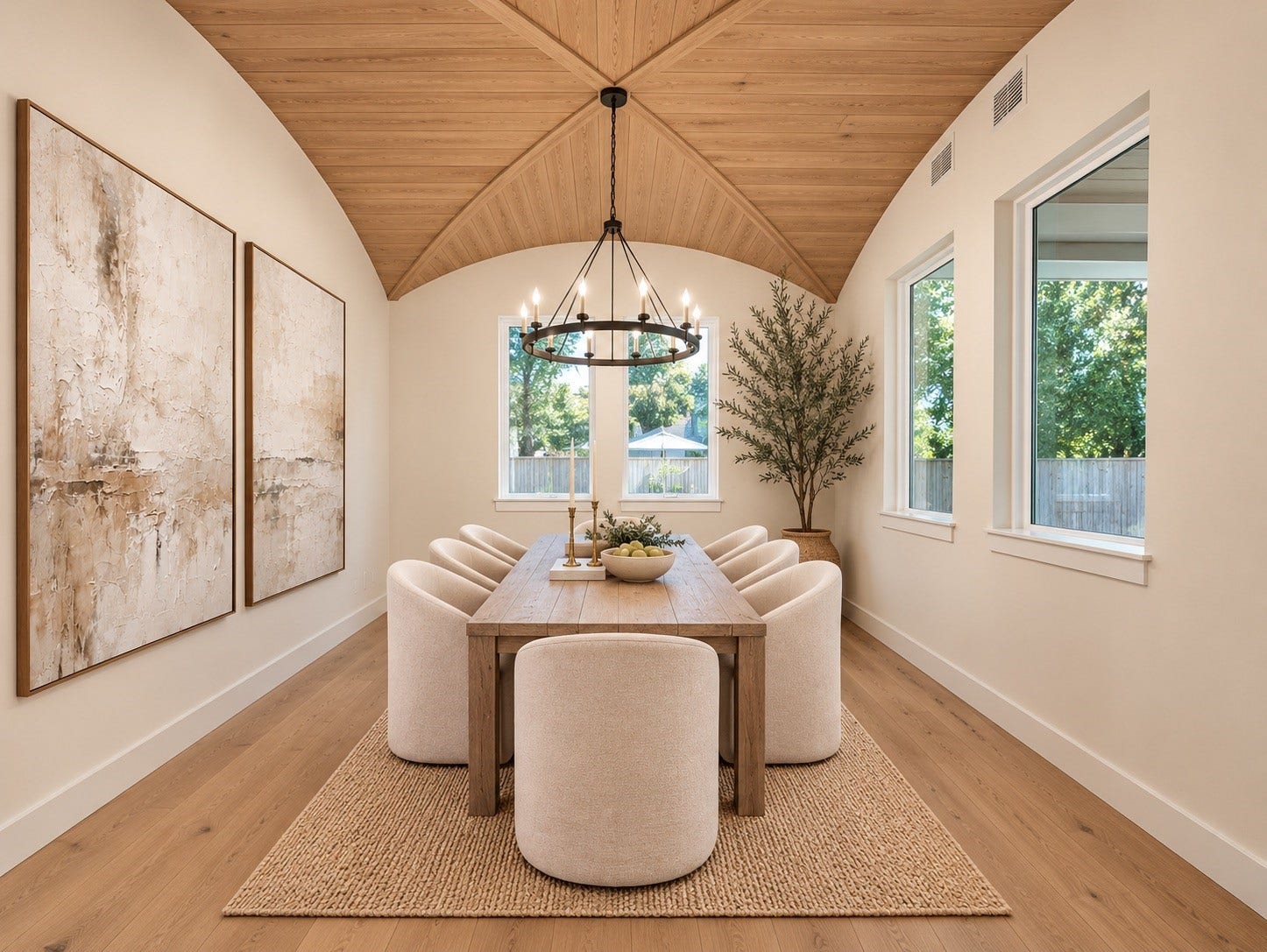 Host unforgettable meals in this intimate yet spacious dining room. Perfectly sized for family gatherings or elegant dinner parties, it offers room for a large table and chairs while maintaining a cozy ambiance. A stunning backdrop for creating lasting memories. -  This is a conceptual rendering - The property is currently under construction, estimated completion March 2027. Design, materials and finishes are illustrative and subject to change. Visit our staged home at 1002 E. 25th Street.