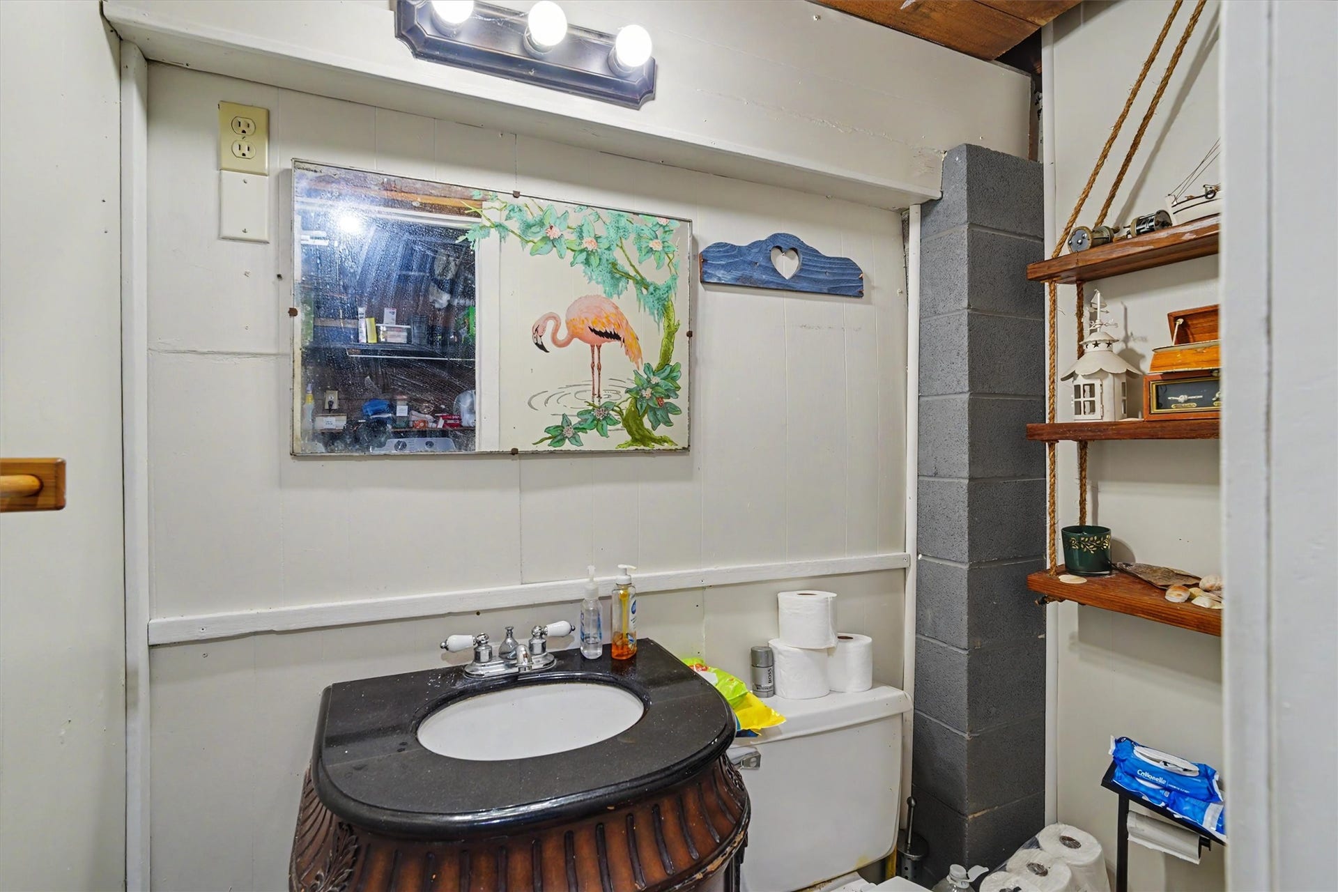 A stylish full bath makes the lower level comfortable and functional for guests, family, and entertaining