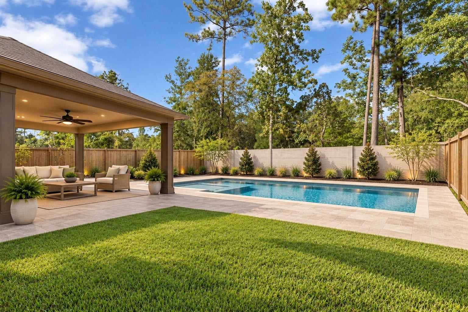 4241 Waterlily Spring Way, Porter, TX 77365 Virtually designed backyard space.