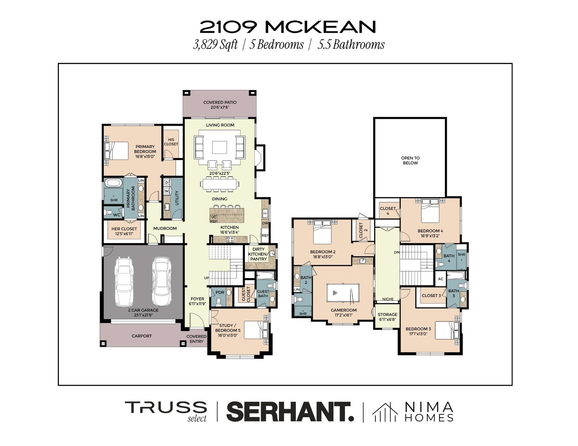 2109 McKean Drive, Houston, TX 77080 The first-floor plan showcases a highly functional layout, balancing open-concept living and entertaining with a private study that can be used as a mother in law suite and full bath, while maintaining a strong connection to the covered outdoor living and backyard.