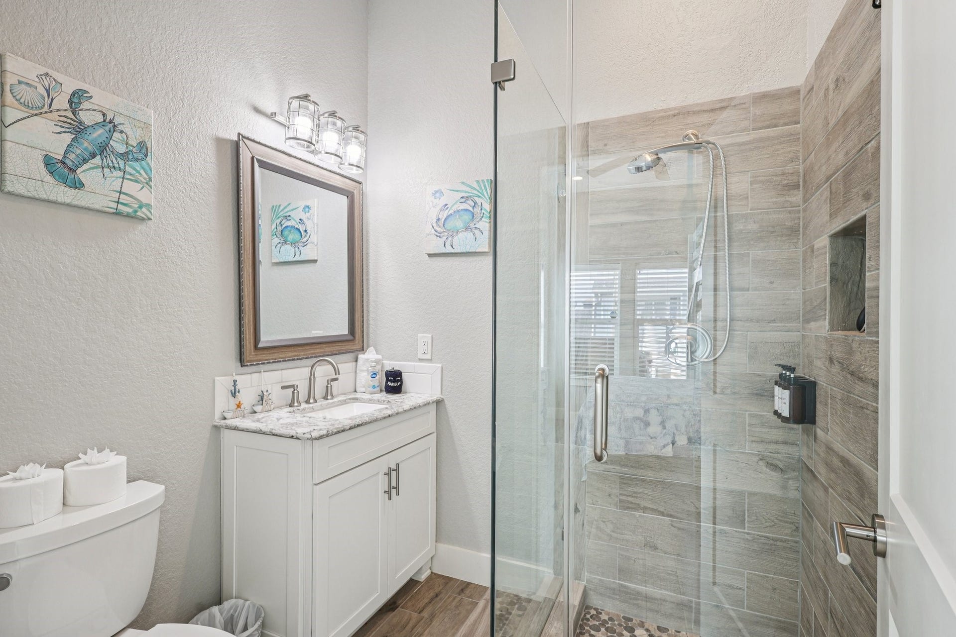 22212 Cantina Drive, Galveston, TX 77554 Modern En Suite bathroom with
granite countertops