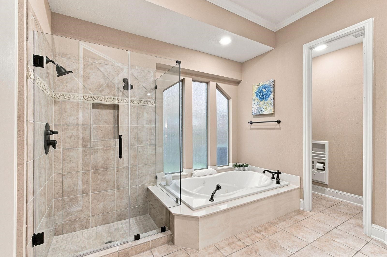 Glass shower recently installed in 2026.