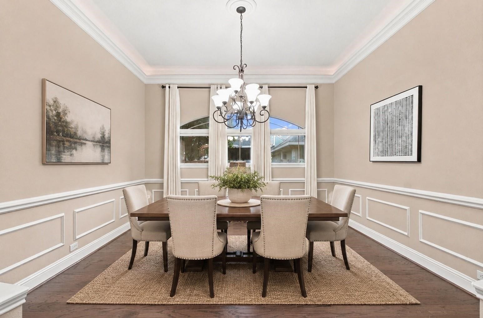 Virtually staged dining room.