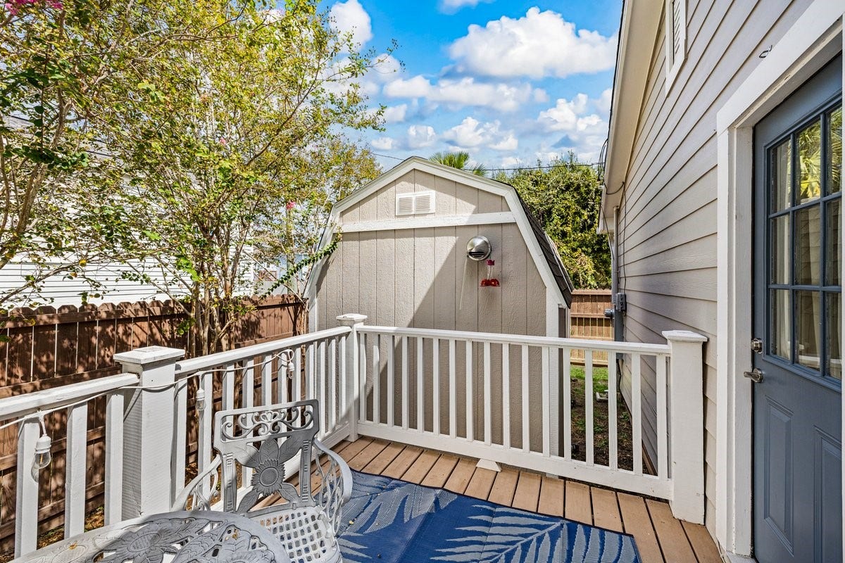 1414 29th Street, Galveston, TX 77550 Private primary bedroom deck for enjoying coastal living in Galveston.