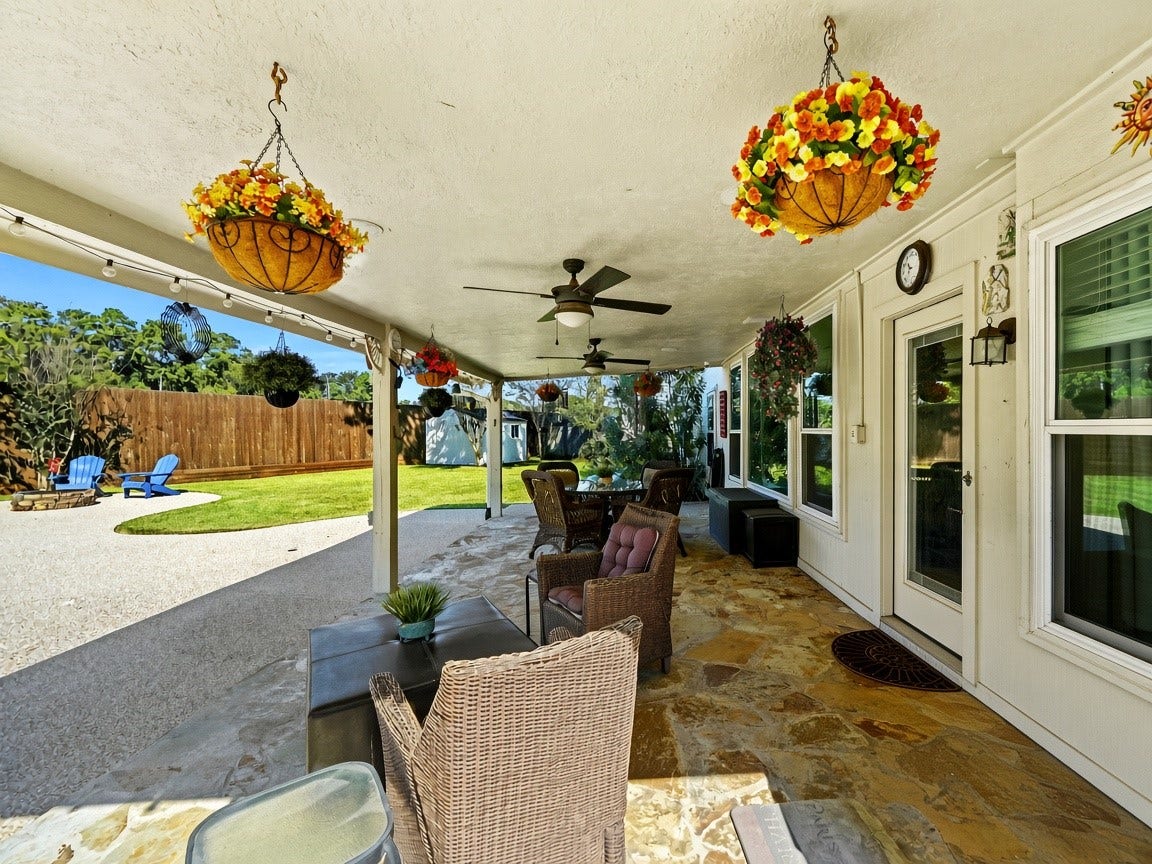 1806 Kensington Park Circle, Spring, TX 77386 Shaded covered patio overlooking the yard.