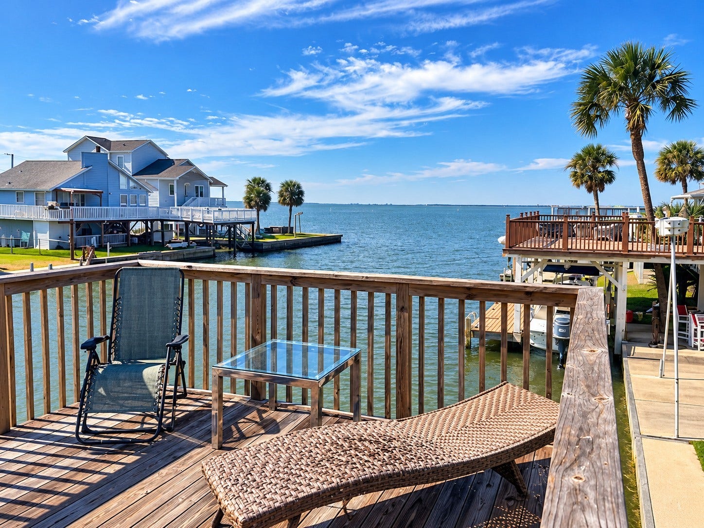 3710 Brewster Key Drive, Galveston, TX 77554 Bay view from upstairs balcony