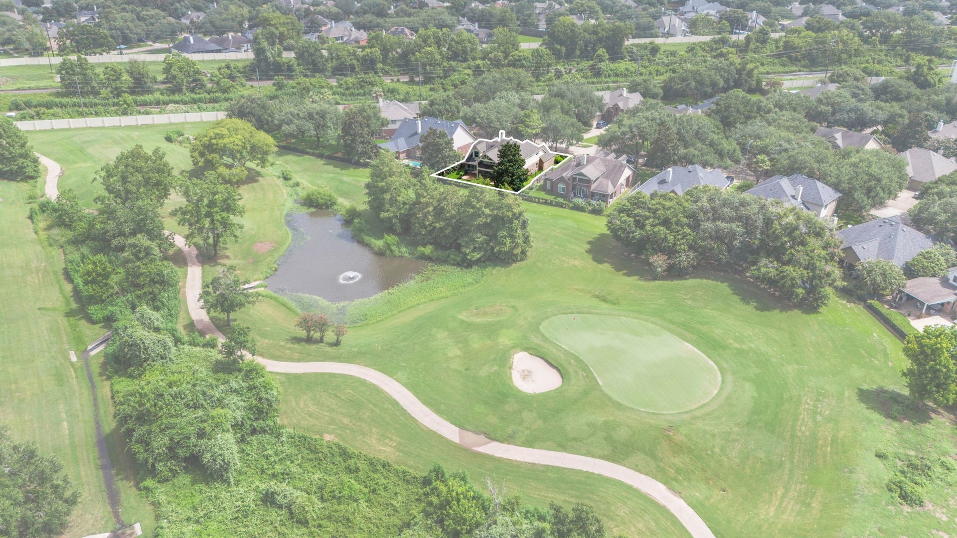 3427 Powell Way, Missouri City, TX 77459 Scenic aerial view of the neighboring golf course.