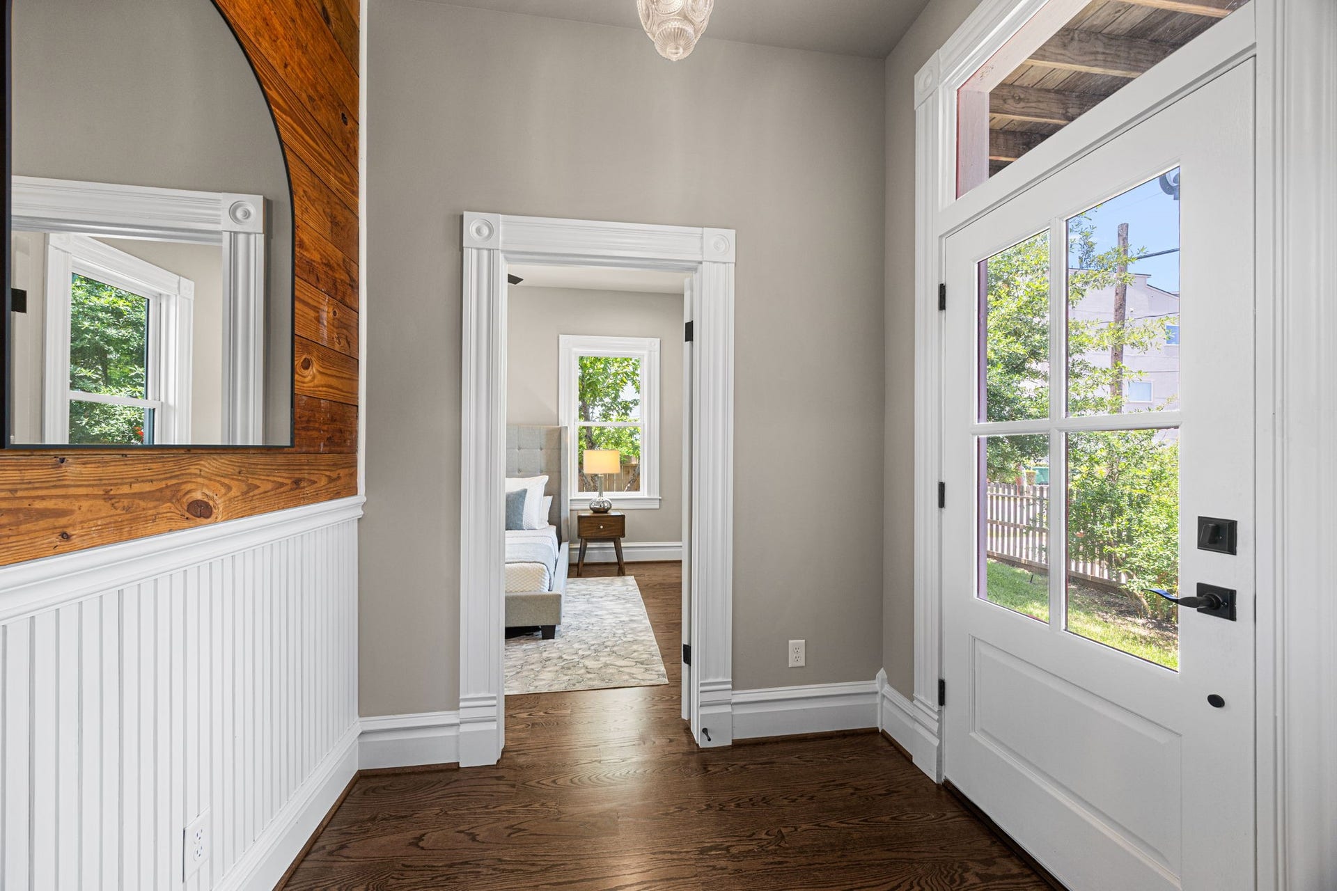 From the entry, looking to your right is 1 of 2 downstairs bedrooms.
