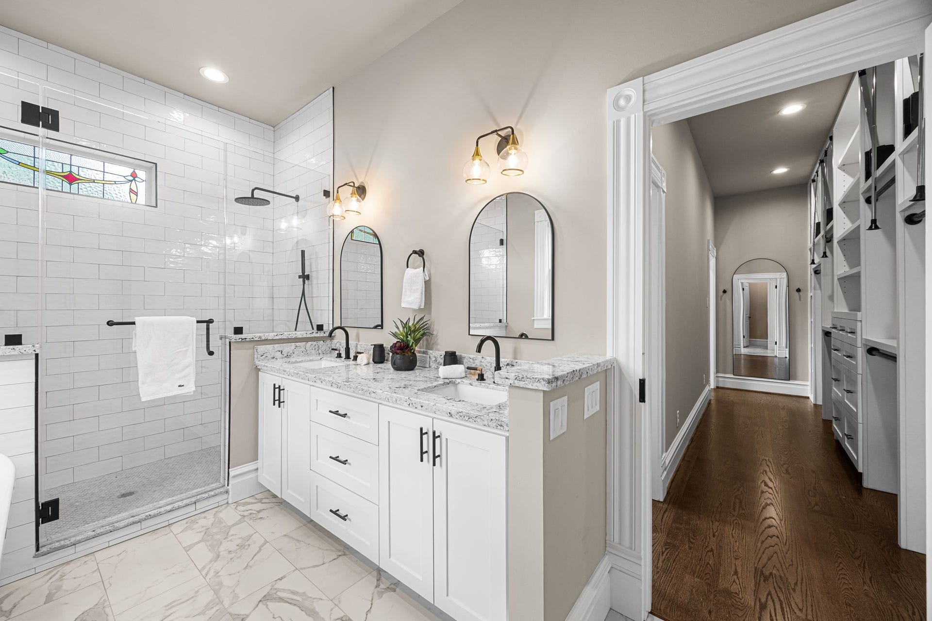 Easy access from the primary bathroom to the closet.