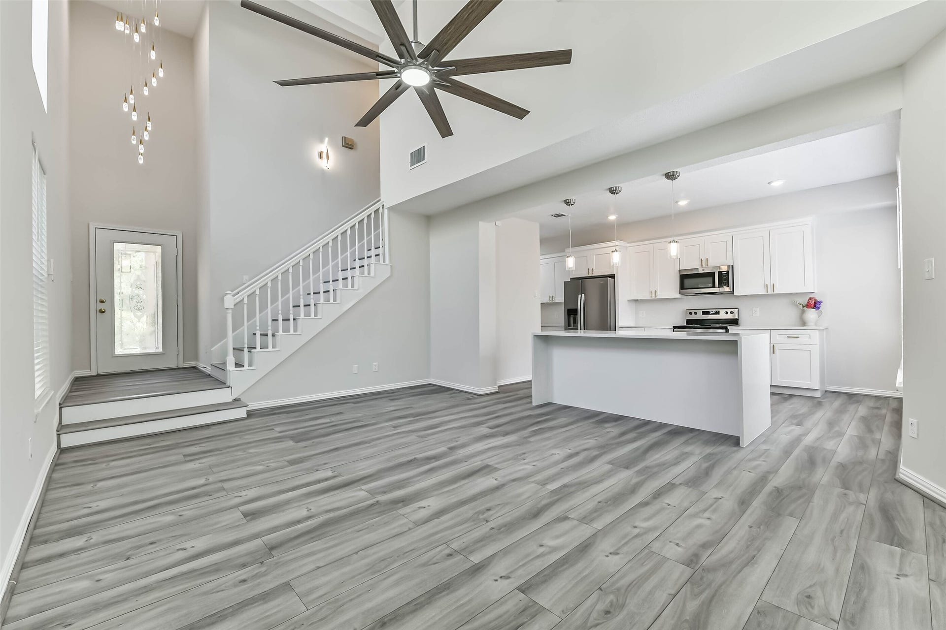 From this angle you can see the kitchen is open to the family room.