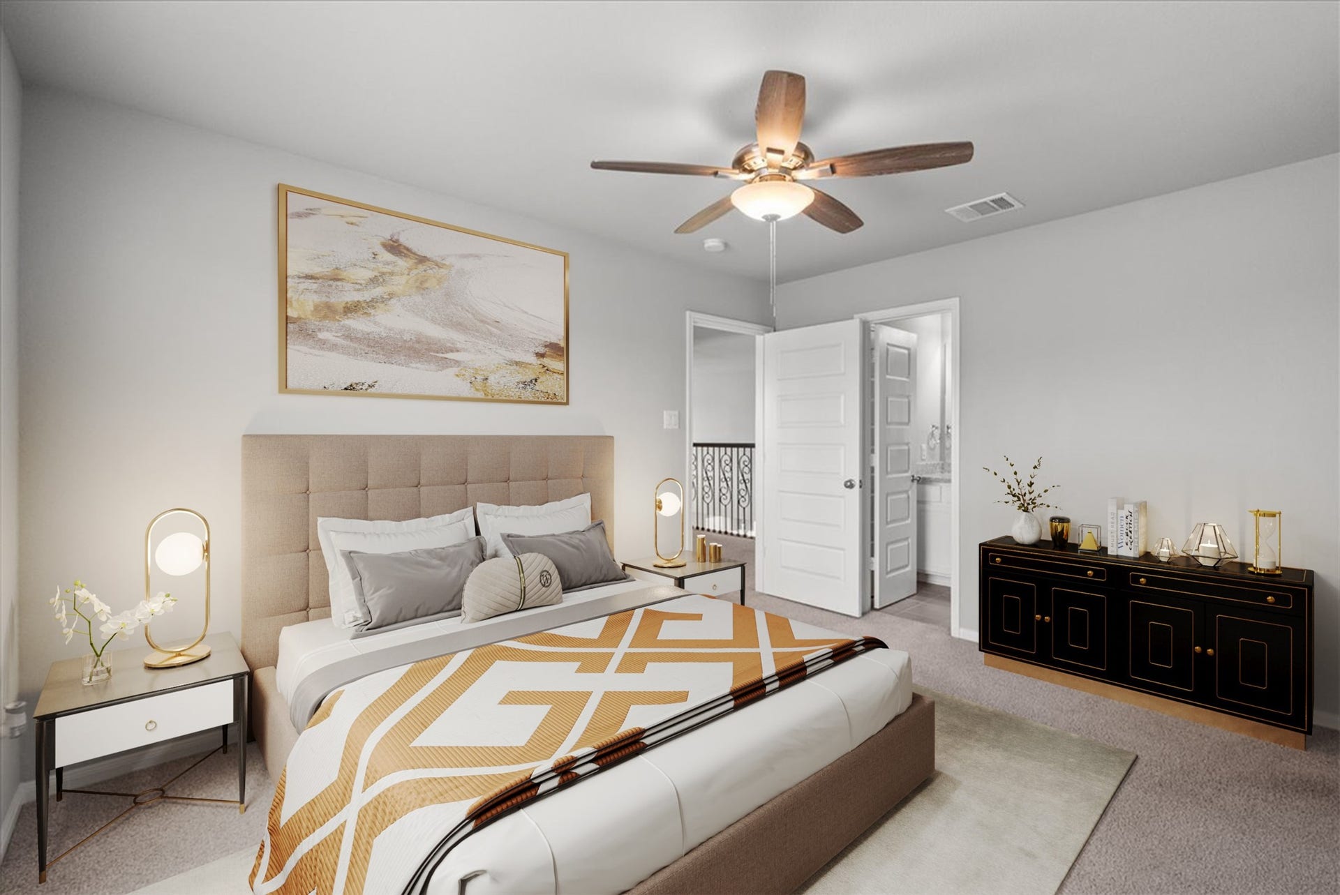 Bedroom 2 located on the second floor with a private en-suite bath